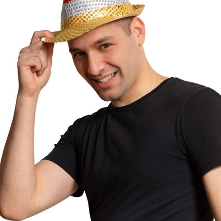 Cappello con paillettes rosso/bianco/giallo - Confezione da 6 pezzi