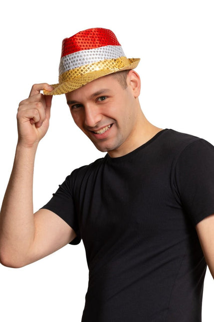 Cappello con paillettes rosso/bianco/giallo - Confezione da 6 pezzi