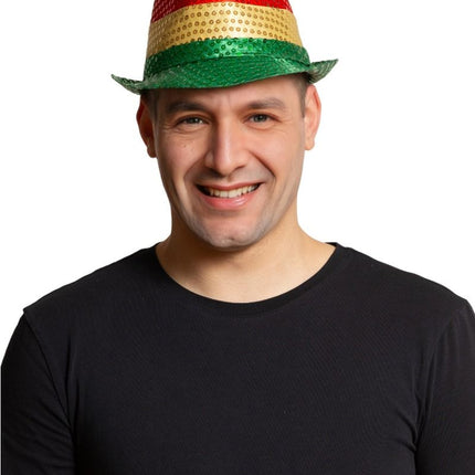 Cappello con paillettes rosso/giallo/verde - Confezione da 6 pezzi
