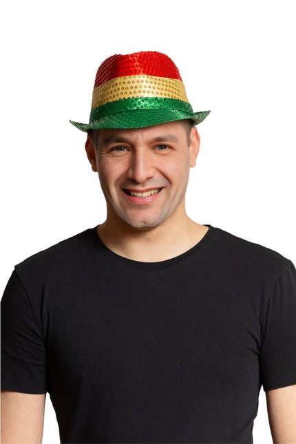 Cappello con paillettes rosso/giallo/verde - Confezione da 6 pezzi