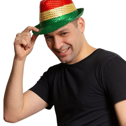 Cappello con paillettes rosso/giallo/verde - Confezione da 6 pezzi
