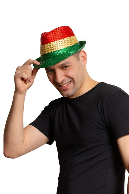 Cappello con paillettes rosso/giallo/verde - Confezione da 6 pezzi