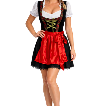 Abito dirndl rosso per l'Oktoberfest Rosalie