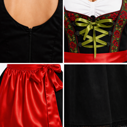 Abito dirndl rosso per l'Oktoberfest Rosalie