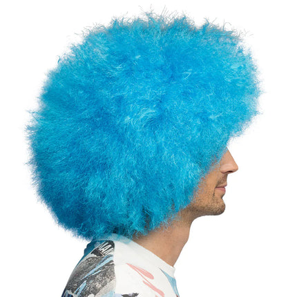 Parrucca afro blu neon