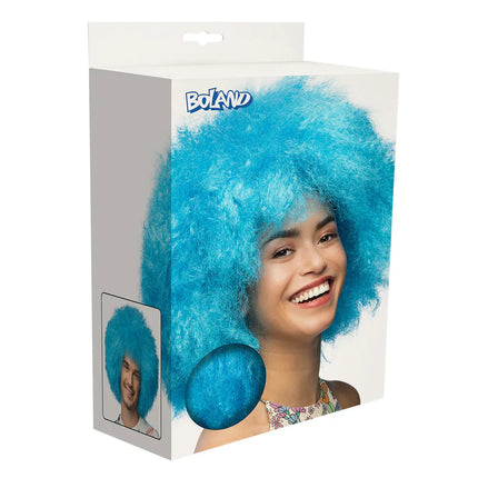 Parrucca afro blu neon