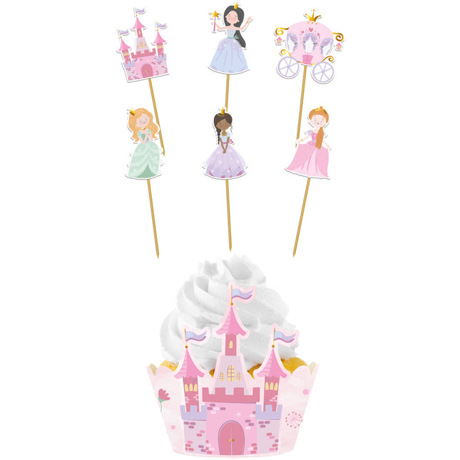 Topper per cupcake principesse 6 pezzi