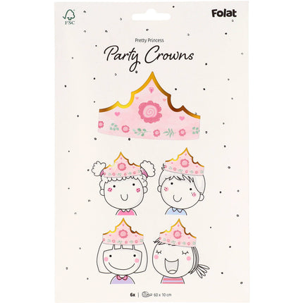 Corona della principessa rosa 60 cm 6 pezzi