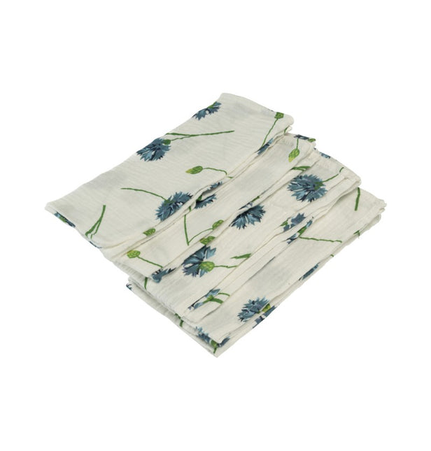 Tovaglioli a fiori in cotone verde blu 40 cm 4 pezzi