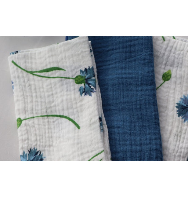 Tovaglioli a fiori in cotone verde blu 40 cm 4 pezzi
