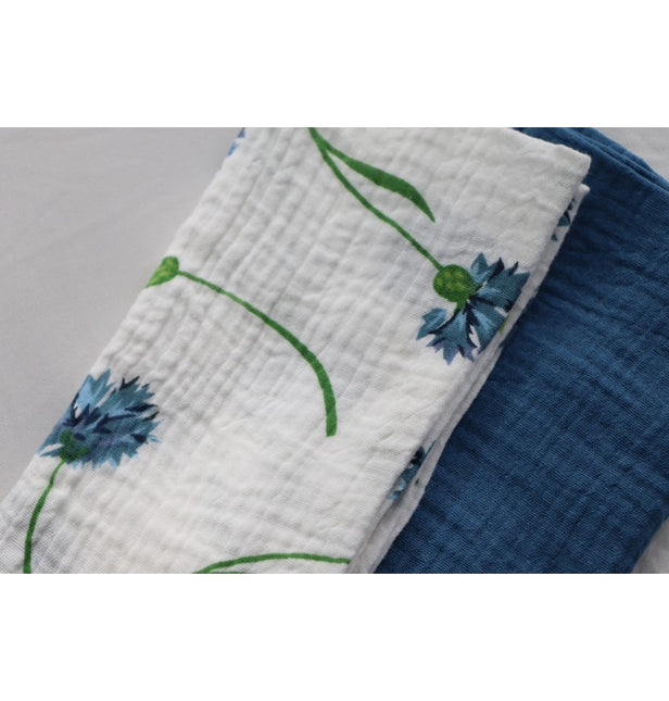 Tovaglioli a fiori in cotone verde blu 40 cm 4 pezzi