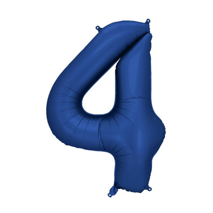 4 Jaar Cijfer Ballon Blauw Satijn Folie Leeg 86cm van Partydeco koop je bij Partywinkel