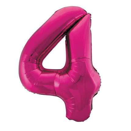 4 Jaar Cijfer Ballon Fuchsia Leeg 86cm van Unique koop je bij Partywinkel