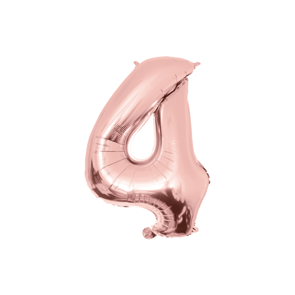 4 Jaar Cijfer Ballon Rose Goud Leeg 86cm - Partywinkel - 8716764237577