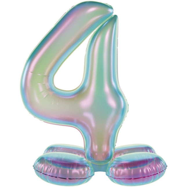 4 Jaar Cijfer Ballon Standaard Holografische Leeg 72cm van Folat koop je bij Partywinkel