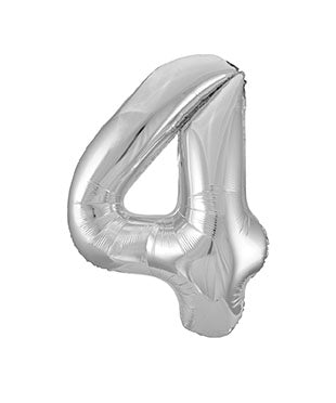 4 Jaar Cijfer Ballon Zilver Leeg 86cm van Unique koop je bij Partywinkel