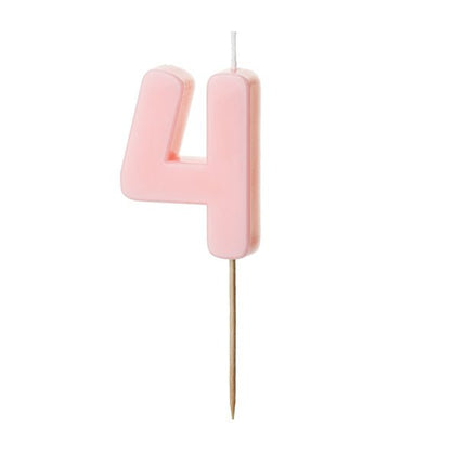 4 Jaar Kaars Lichtroze 5,5cm - Partywinkel - 5904555038851