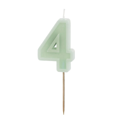 4 Jaar Kaars Mintgroen 10cm van Partydeco koop je bij Partywinkel