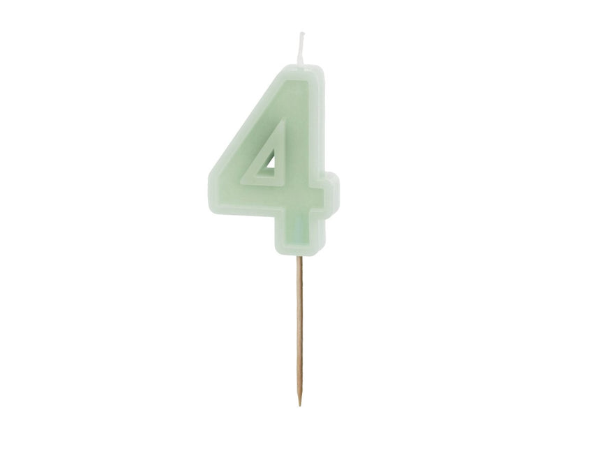 4 Jaar Kaars Mintgroen 10cm van Partydeco koop je bij Partywinkel