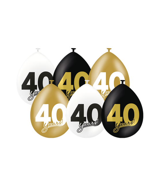 40 Jaar Ballonnen 30cm 6st - Partywinkel - 8716764241413