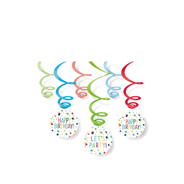 Decorazione da appendere - Coriandoli di compleanno - Set di 6 - 80 cm