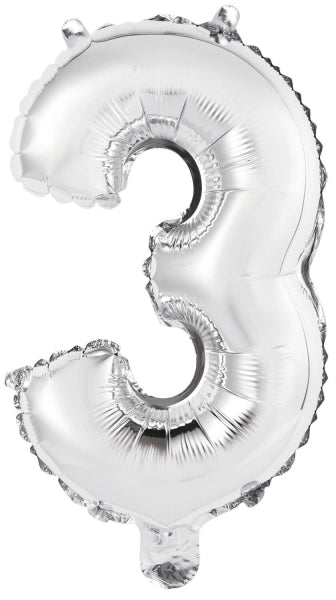 Pallone in foil - Mini Figura 3 - Argento - 34 x 21 cm