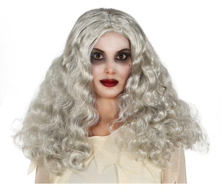 Parrucca Halloween Ricci Grigio
