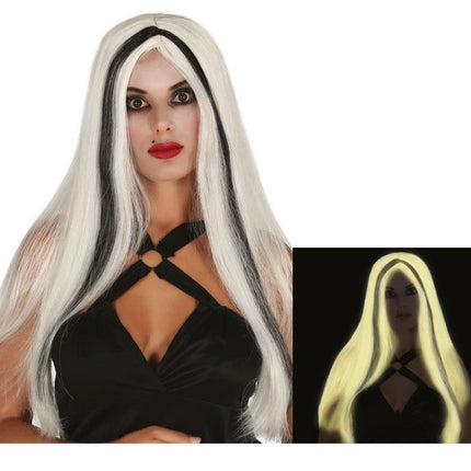 Parrucca di Halloween capelli lunghi che brillano al buio