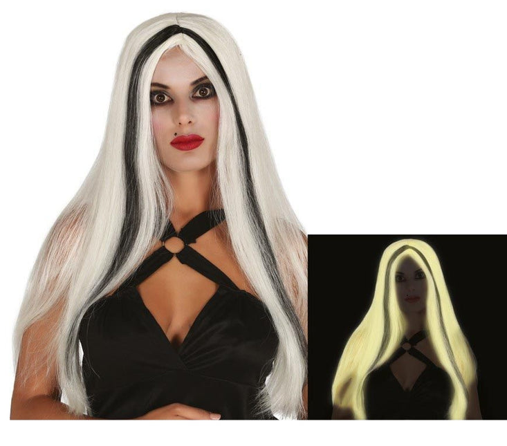 Parrucca di Halloween capelli lunghi che brillano al buio