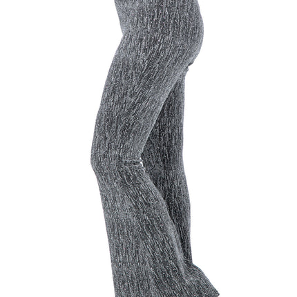 Pantaloni argento svasati da donna con glitter