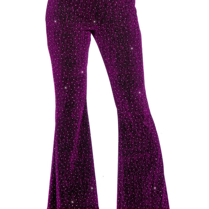 Pantaloni viola svasati da donna Glitter