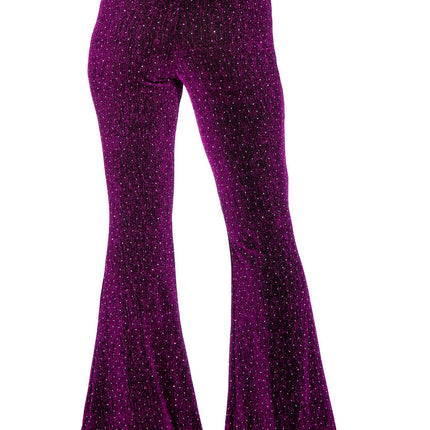 Pantaloni viola svasati da donna Glitter