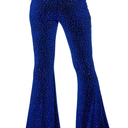 Pantaloni blu svasati da donna con glitter