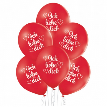 Palloncini rossi "Ich Liebe Dich" 30 cm, 10 pezzi