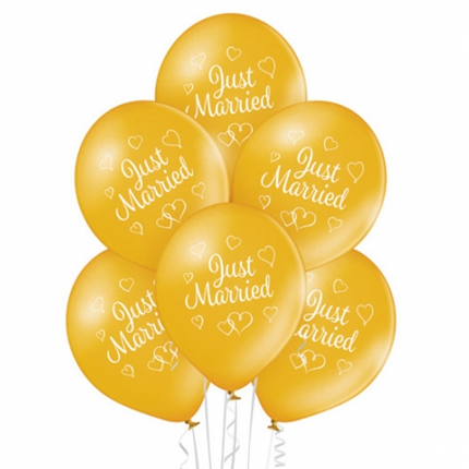Palloncini "Just Married" dorati da 30 cm, confezione da 10