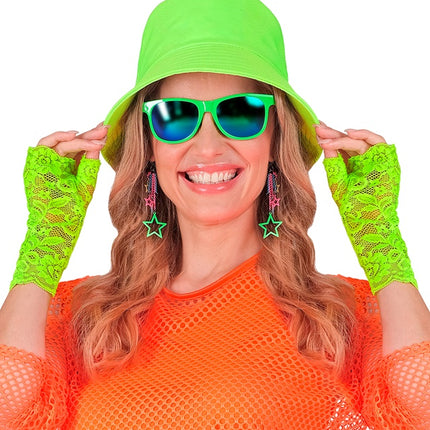 GUANTI IN PIZZO VERDE NEON