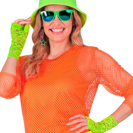 GUANTI IN PIZZO VERDE NEON