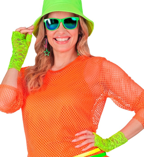 GUANTI IN PIZZO VERDE NEON