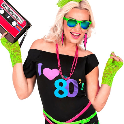 GUANTI IN PIZZO VERDE NEON