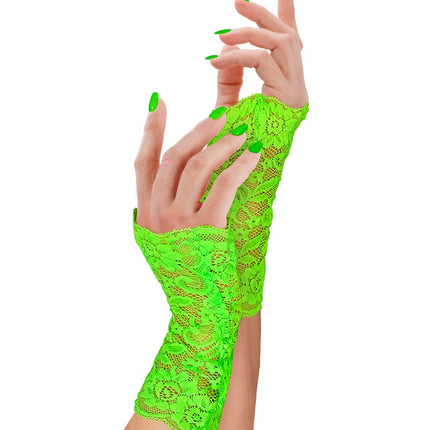 GUANTI IN PIZZO VERDE NEON