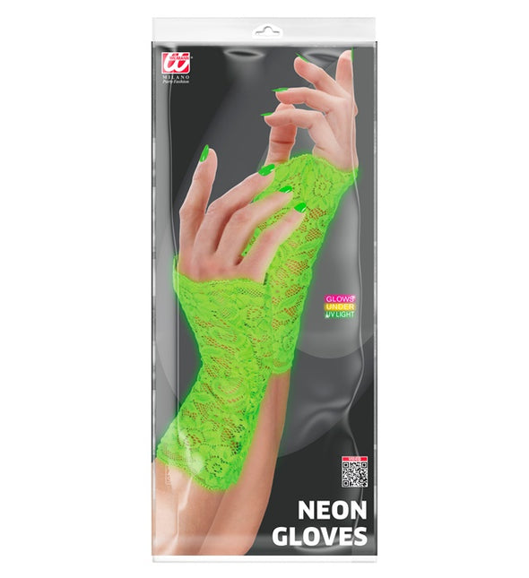 GUANTI IN PIZZO VERDE NEON