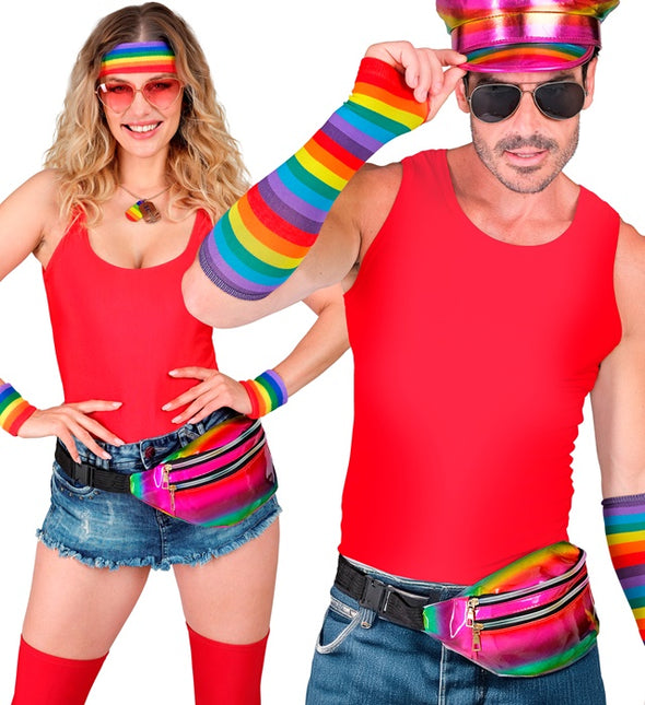 Borsa a tracolla arcobaleno olografica