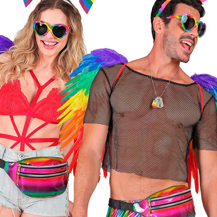 Borsa a tracolla arcobaleno olografica