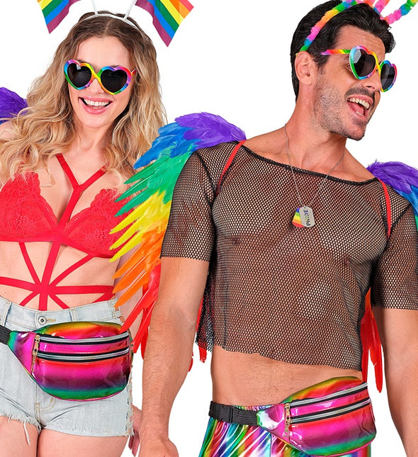 Borsa a tracolla arcobaleno olografica