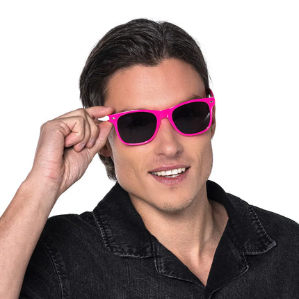 Occhiali da festa Pop rosa neon UV