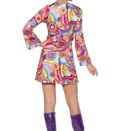 Abito hippie a fiori rosa