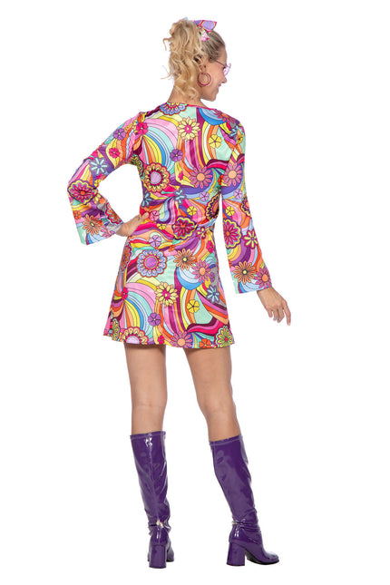 Abito hippie a fiori rosa