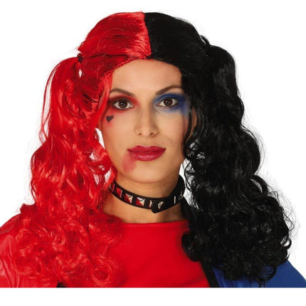 Parrucca di Halloween con coda rossa e nera