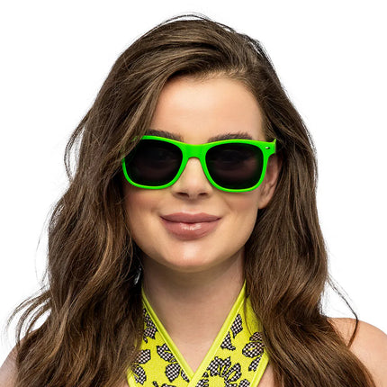 Occhiali da festa Pop verde neon UV