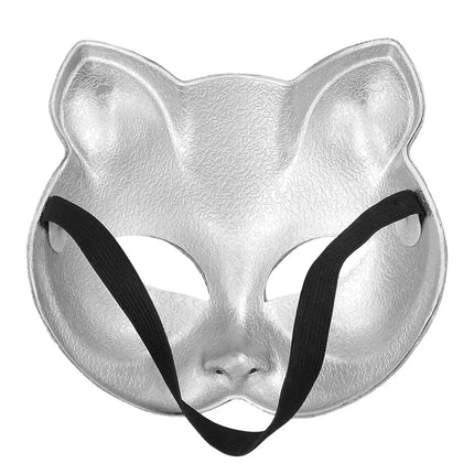 Semimaschera Disco Cat argento